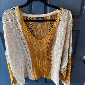 Angie Beige and Gold Loose Sweater